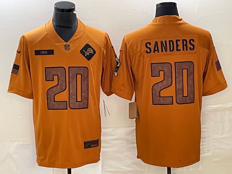 Men Detroit Lions 20 Sanders brown Nike 2023 Salute To Service Limited NFL Jersey